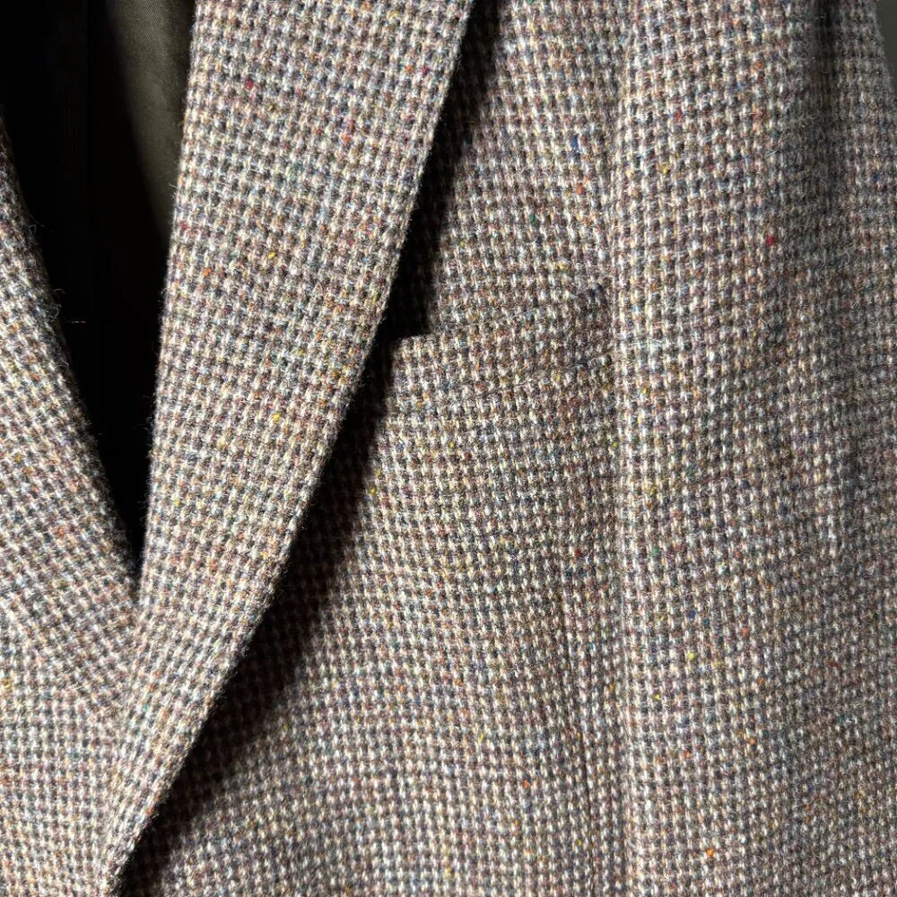 Harris Tweed Blazer Mens Brown Beige Pure Scottish Wool Herringbone Tweed